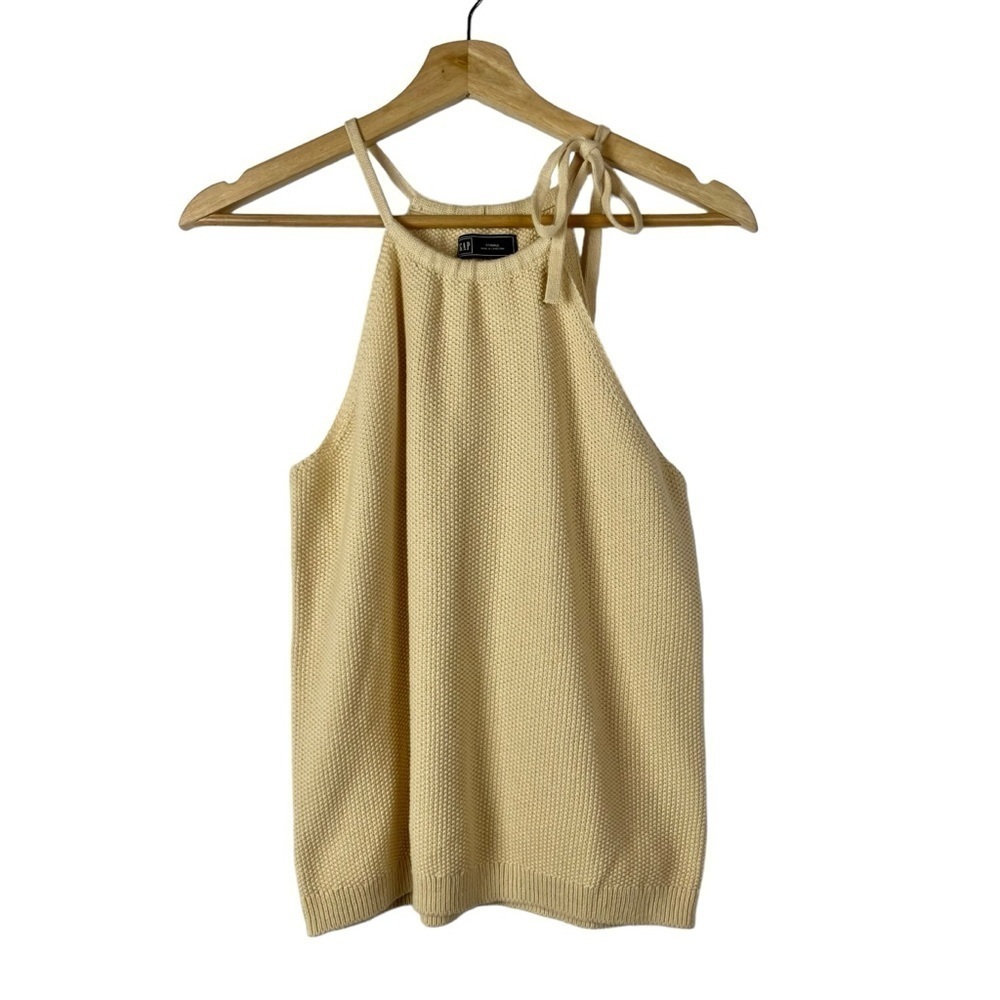 Gap‎ Beige High Neck Tie Strap Knit Tank Top XS